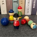 Miniatyrbild 3 av 4: TD® Barnleksaker i trä - Bowlingpussel - Spel för dagisbollar 3-7 år - Piratkägelspel