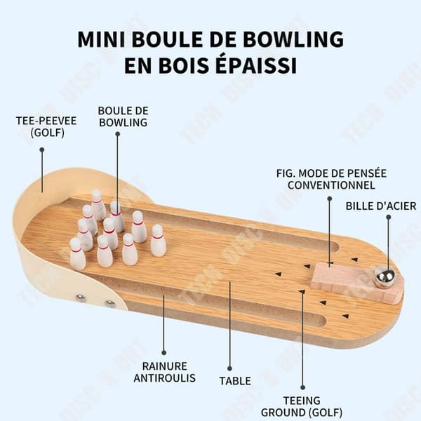TD Bowlingset med 10 käglor Barn från 3 år Bords bowling för barnrum Mini Bowling kägelspel
