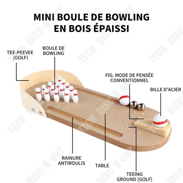 TD Bowlingset med 10 käglor Barn från 3 år Bords bowling för barnrum Mini Bowling kägelspel