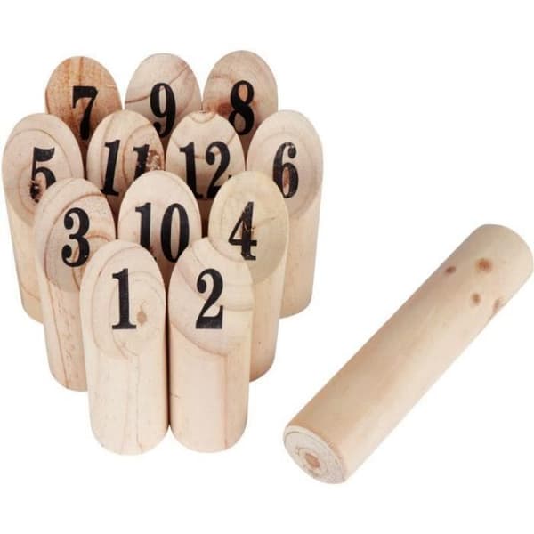 Mölkky bowlingspel - Massivt trä - Vit - För barn - Utomhus