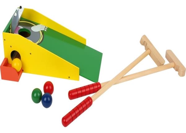 LEGLER färgglad minigolfbana i trä - Molehill - 2 klubbor och 4 bollar - Från 5 år