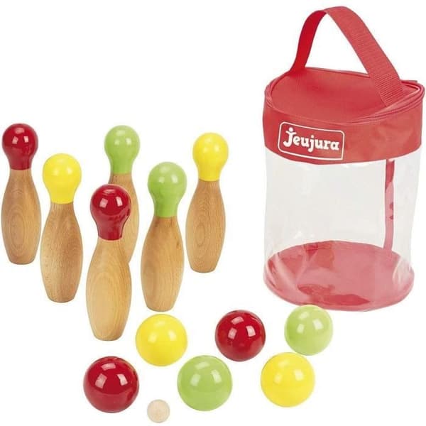 JEUJURA Bowling- och petanquespel i trä Tillverkad i Frankrike