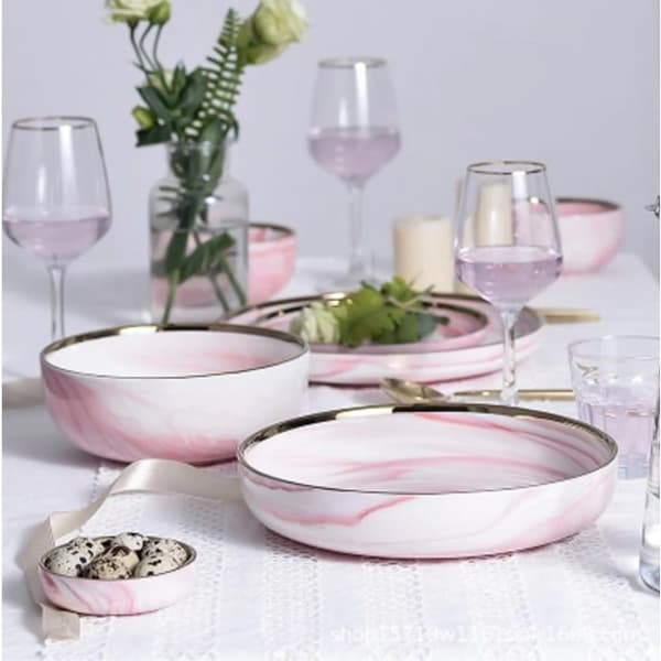 Smukke skåle i porcelæn med marmor mønster