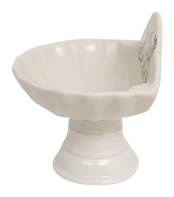 Dekorativ sæbebeholder i hvid porcelæn