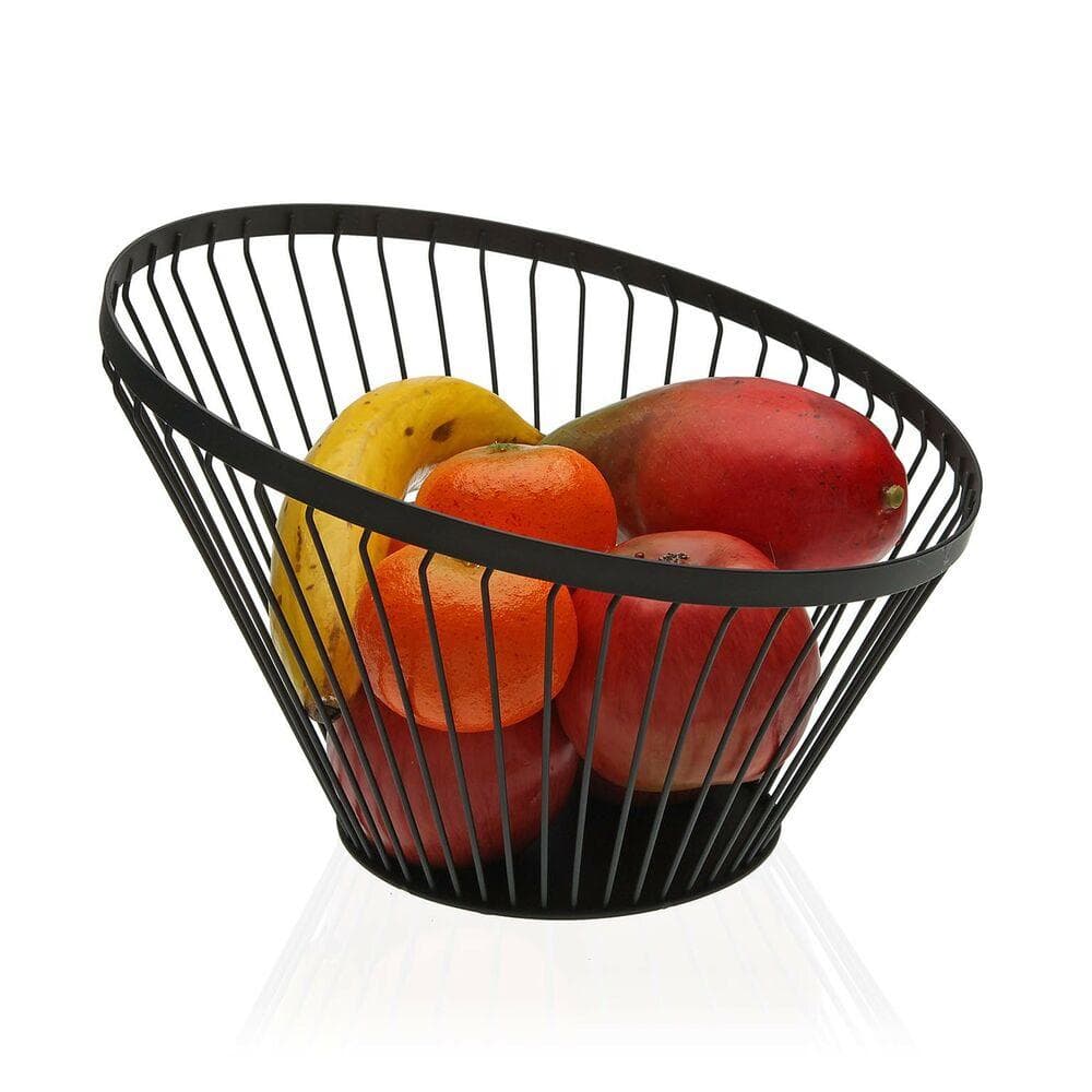 Fruit Bowl Versa Black Steel Chromed (30 x 20 cm)