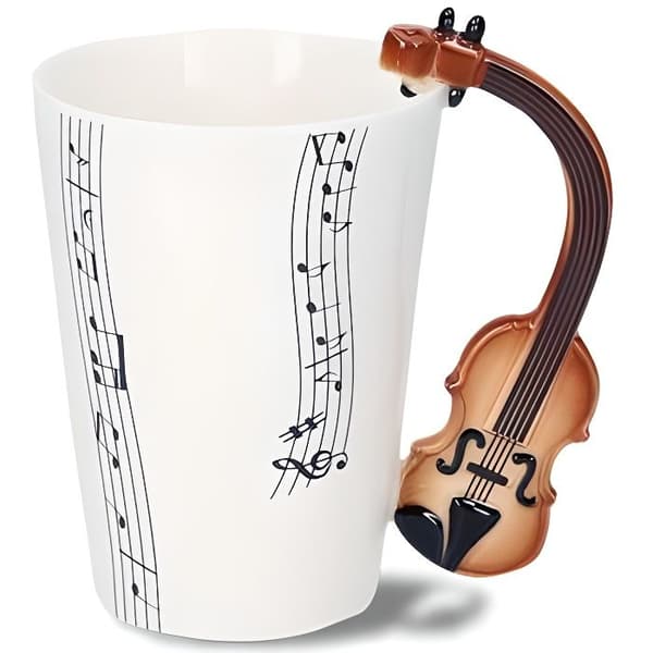 Mugg - Musik - Violin - Termosensibel - 300 ml - Vit