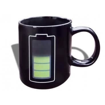Mugg - Keramik - Termoreaktiv - 30cL - Svart - Uppladdat batterimönster