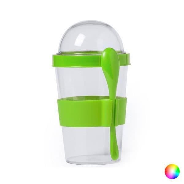 Glas med lock och sked (420 ml) - Original kopp Färg - Vit