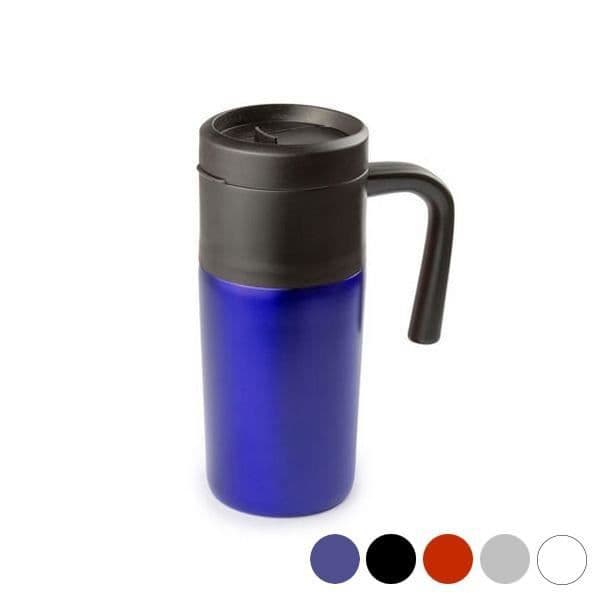Mugg med lock i rostfritt stål (400 ml) - Mugg för kaffe, te och drycker Färg - Silver