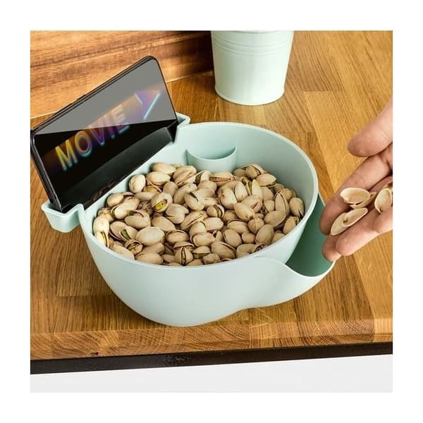 Snackskål med smartphonehållare och aperitifsil