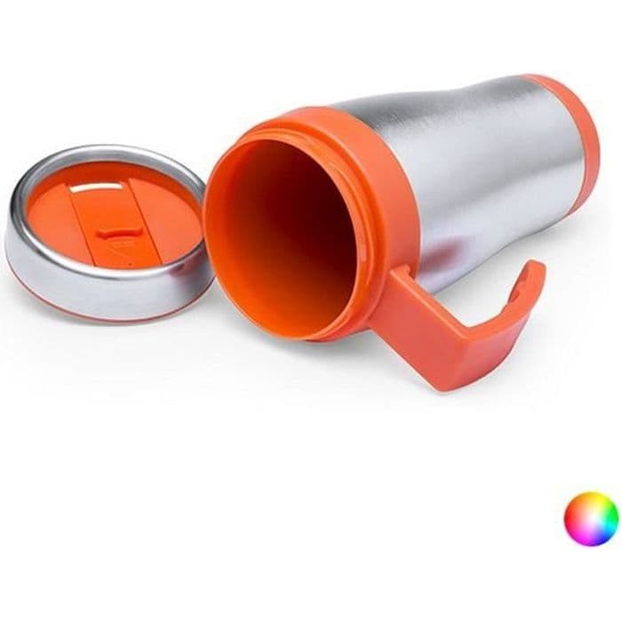 Tvåfärgad mugg med lock och säkerhetsdispenser (450 ml) - Isolerad kaffe- och tekopp Färg - Orange