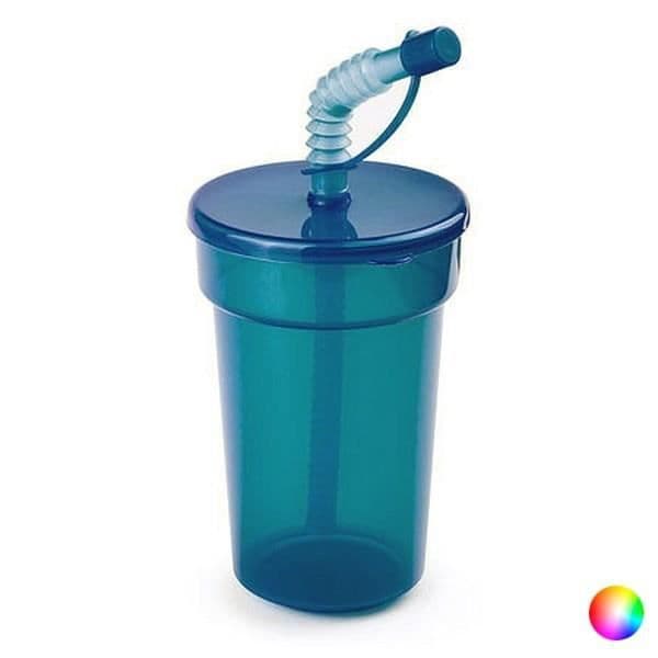 Glas med lock och sugrör (400 ml) - Färg muggkopp - Gul