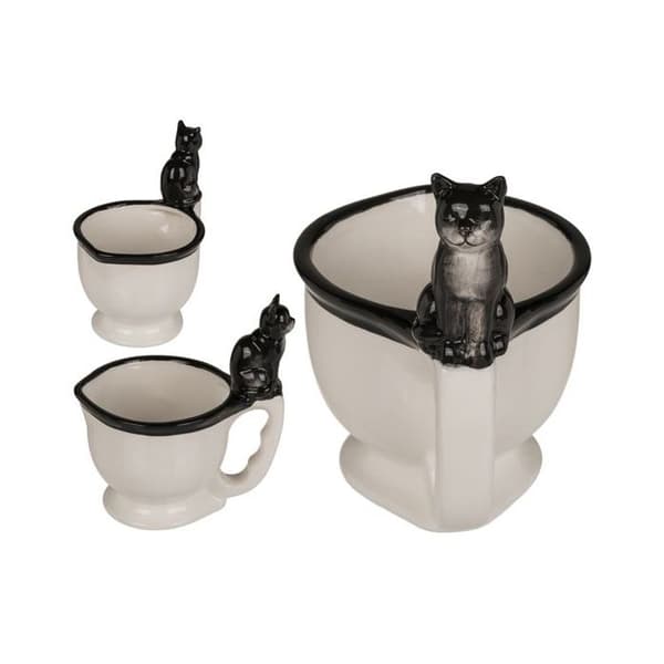 Mugg - Toalettskål med katt - Original - 325 ml - Vit - Porslin/Keramik/Stengods