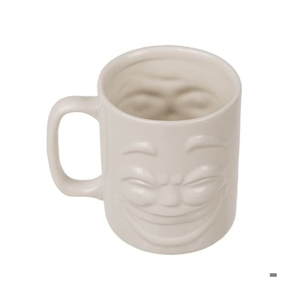 Dubbelsidig mugg grinig och glad mugg original ansikte