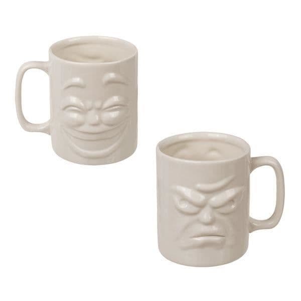 Dubbelsidig mugg grinig och glad mugg original ansikte