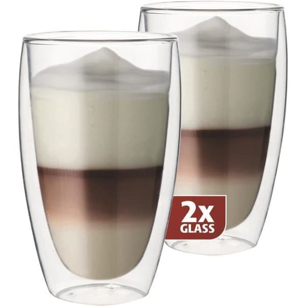 Maxxo dubbelväggigt glas 14 cm transparent 2 st