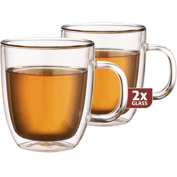 Maxxo dubbelväggigt teglas 13 cm transparent glas 2 st