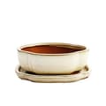 Miniatyrbild 1 av 3: Exotenherz - bonsai skål med fat storlek 2 - ljus beige - haitang/oval - modell i5 - l 14,5 cm - b 12,5 cm - h 5 cm