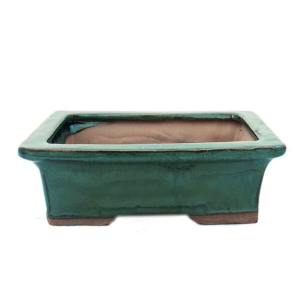 bonsai skål med fat storlek 3 - grön - fyrkantig - modell g29 - l 18cm - l 13cm - l 13cm - h 6cm