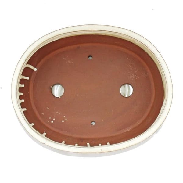 bol bonsaï med fat storlek 4 - oval oval o7 - ljus beige - l 26cm - b 21cm - h 7,5cm