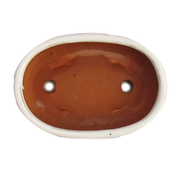 bonsai skål med fat storlek 3 - ljus beige - oval - modell o47 - l 19cm - b 13,5cm - h 5cm