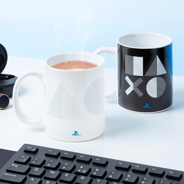 Mugg - Playstation - PS5 - Termofärgad - 300ml - Rund - Vit
