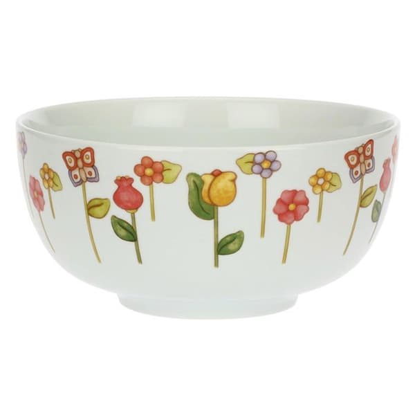 Thun skål - P4734P00 -, Handdekorerad porslinsskål med blommotiv, Maxi version, Happy Country line 25 cm