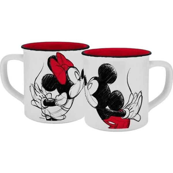 Musse Pigg &amp; Minnie Mouse Kiss Sketch Unisex flerfärgad mugg