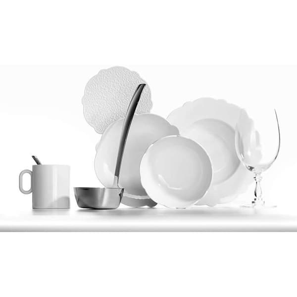 Alessi Mw01/3 Klädd skål i vitt porslin med reliefdekoration, set med 4 delar - YMR-169