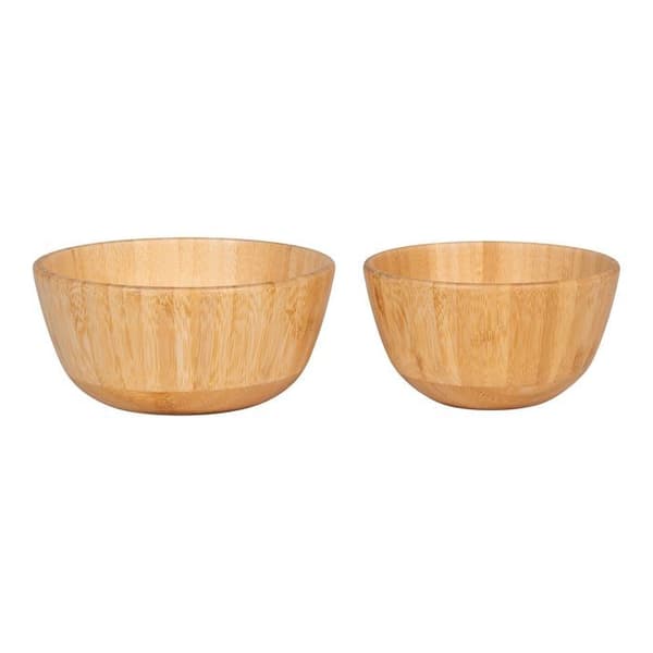 Set med 2 skålar av naturlig bambu
