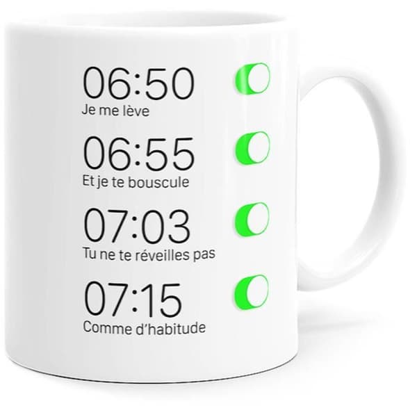Mugg Humor Iphone Väckarklocka Roligt meddelande Mugg Originalpresentidé till vän Man Kvinna Pojkvän Kollega för födelsedag jul.