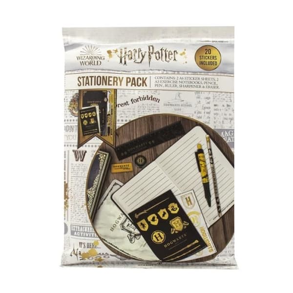 Papeterie - Harry Potter - Poudlard - Svart och Guld - Linjal 15 cm - 2 Anteckningsböcker A5 - 2 Klistermärken A6