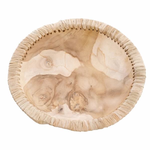 Rootz Teak Wood Bowl - Orgaaninen kulho - Raffia -astia - Ylelliset astiat - 30 cm: n halkaisija