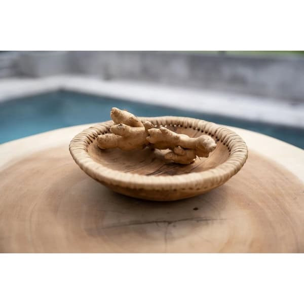 Rootz Teak Wood Bowl - Orgaaninen kulho - Raffia -astia - Ylelliset astiat - 30 cm: n halkaisija