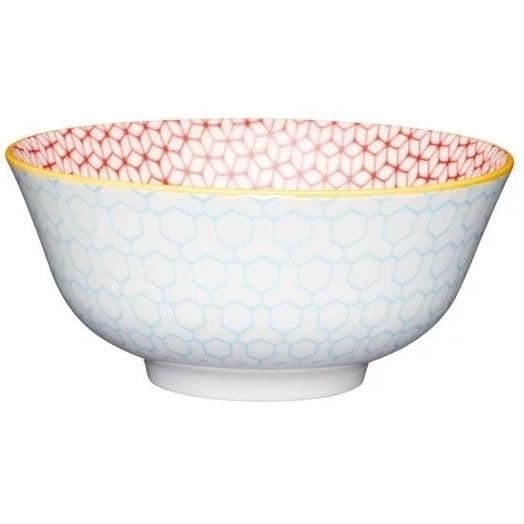 V&A skål 15,5 x 7,5 cm keramik blå/rosa/vit