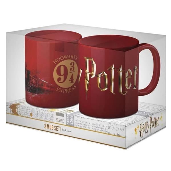 HARRY POTTER - Pack 2 Keramisk mugg - Logotyp &amp; Hogwarts Express
