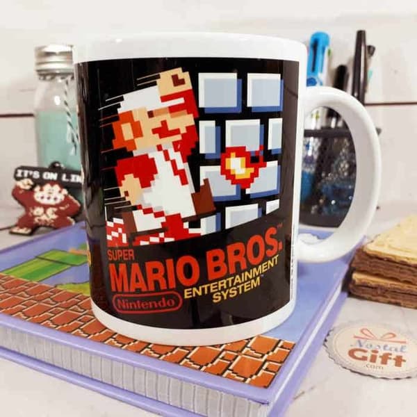 Mugg - Super Mario Bros. - Nes Cover - 30 cl - Svart - Rund