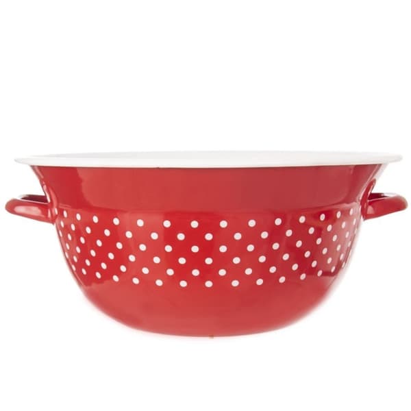 Retropunainen emalikulho pilkuilla, 34 cm, 9 l