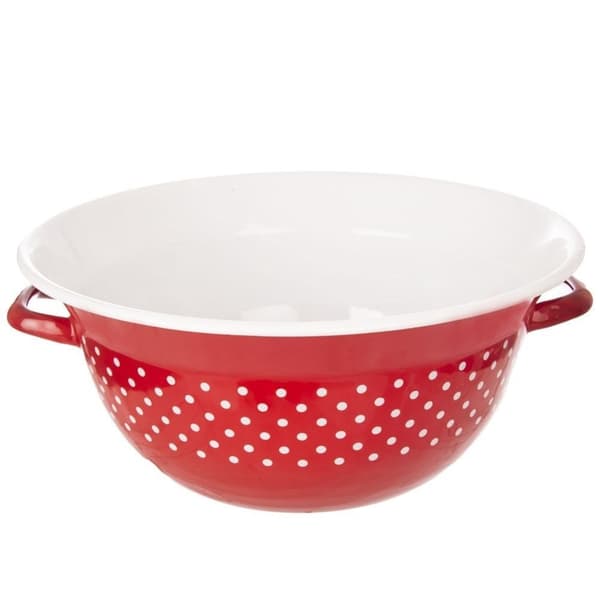 Retropunainen emalikulho pilkuilla, 34 cm, 9 l