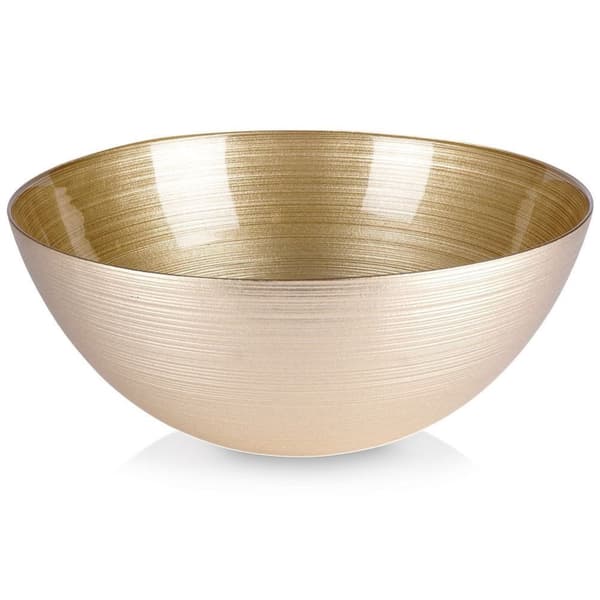 Skål, salladsskål i glas, guld, rund, 28 cm, 3,6 l
