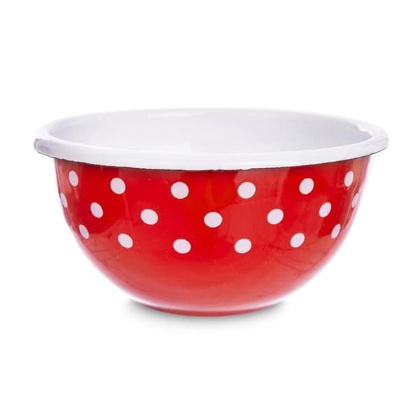 Punainen emalikulho pilkuilla, 12 cm, 0,5 l