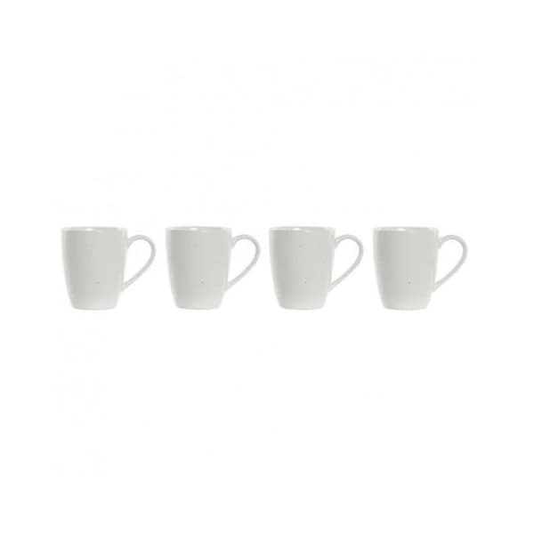 Set med 4 DKD Home Decor Natural Gummiträ Vita Sandstensmuggar (300ml)