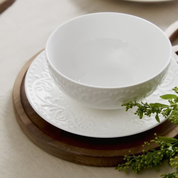 Skål | SYLIA | vit med prydnad | 15 cm | 844039