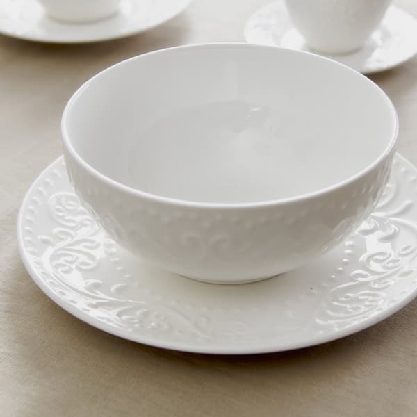 Skål | SYLIA | vit med prydnad | 15 cm | 844039