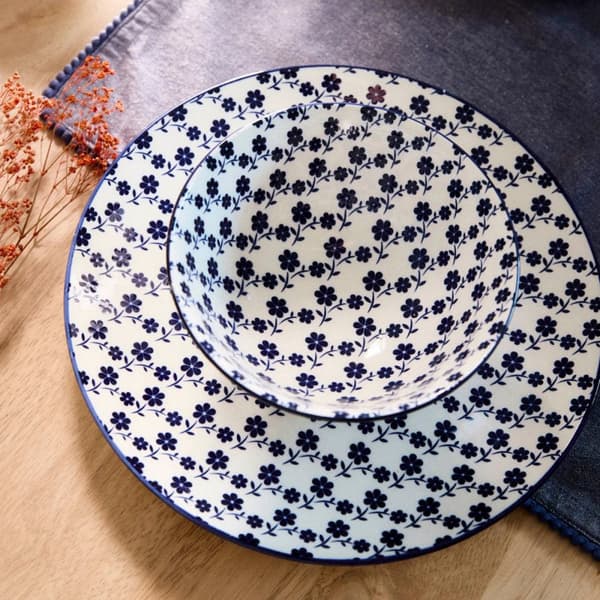 Skål | NAVIA | marineblå med blomster | 15 cm | 856421