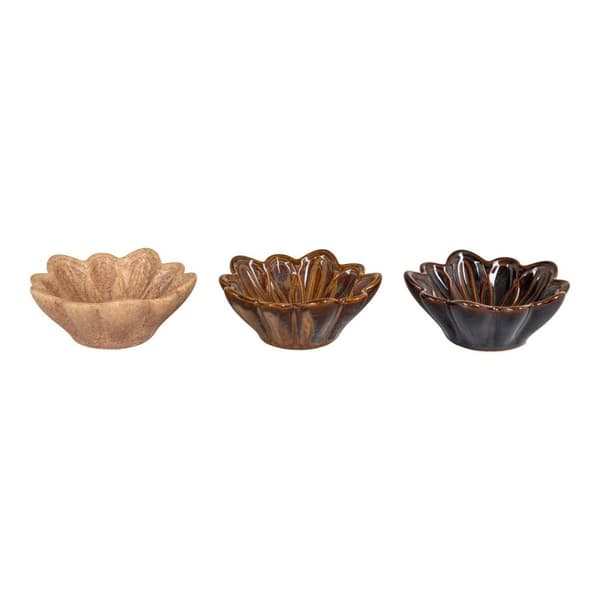 Rootz -uppsättning av 3 keramiska skålar - beige/brun bordsartiklar - skåluppsättning - hållbar design - Ø8,5 cm x 3,5 cm