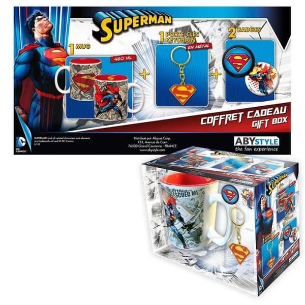 Pack - Superman - Mug 460 ml - Nyckelring - Badges - Diskmaskinvänlig