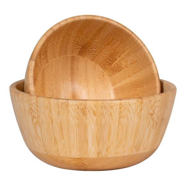 Rootz Cefalu Bambu Bowl Set - Natural Bowls - Miljövänliga serveringsskålar - Hållbara - 13 cm x 15 cm diameter