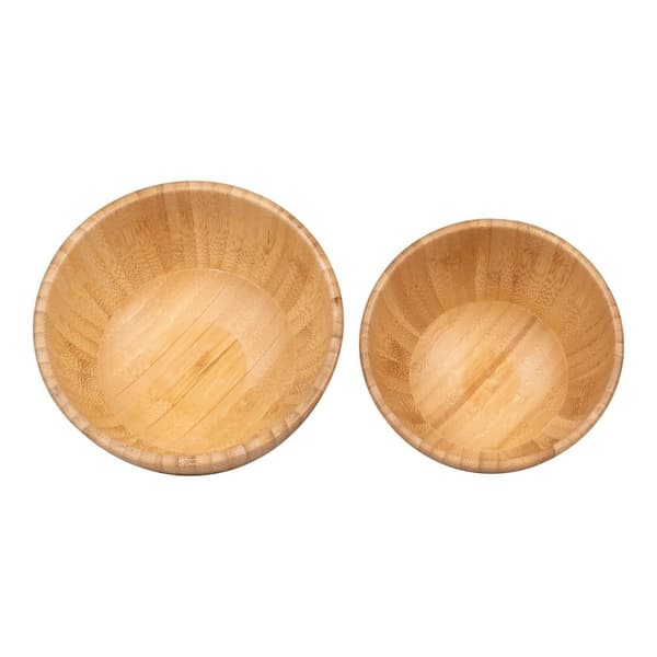 Rootz Cefalu Bambu Bowl Set - Natural Bowls - Miljövänliga serveringsskålar - Hållbara - 13 cm x 15 cm diameter