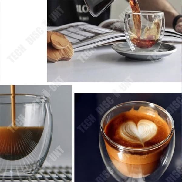 TD® Set med 8 glas kaffe/espresso/espressokopp -80ml , dubbelvägg kaffeservis/koppar, original espressokopp.